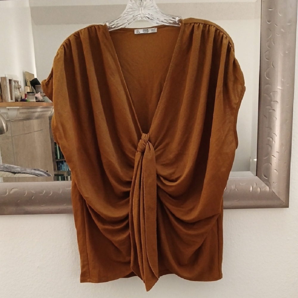 Elegant Brown Drape Top